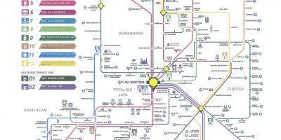 Kuala lumpur tranzitnej železničnej mape