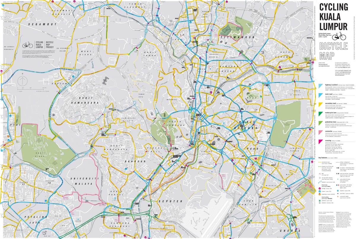 Mapa cyklistické kuala lumpur bicykli