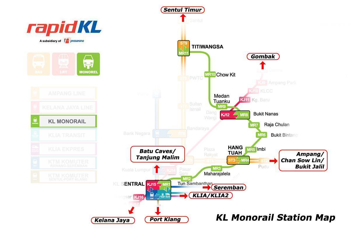 kl sentral monorail station mapu