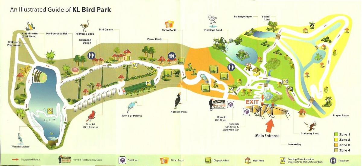 kuala lumpur vtáčí park mapu