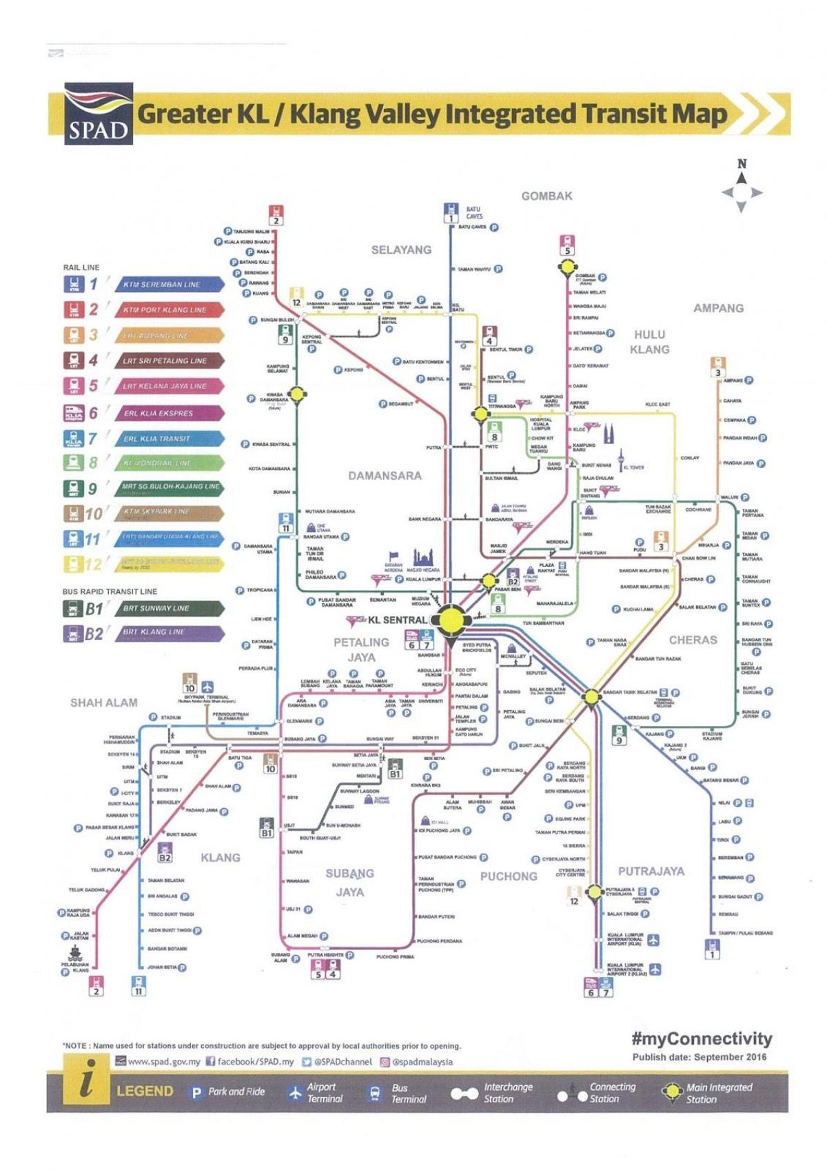 kuala lumpur tranzitnej železničnej mape