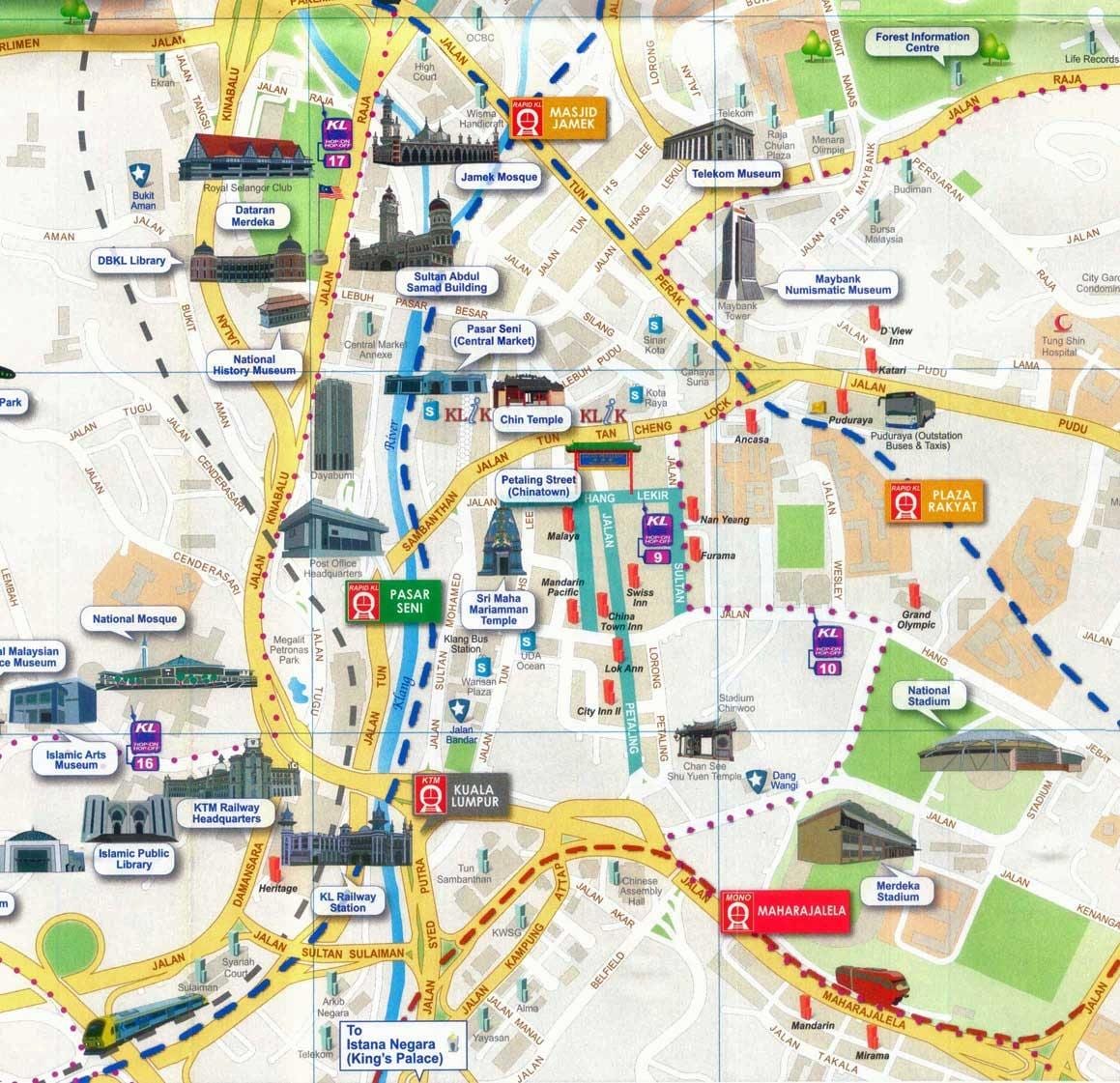 kuala lumpur city mapa turistických