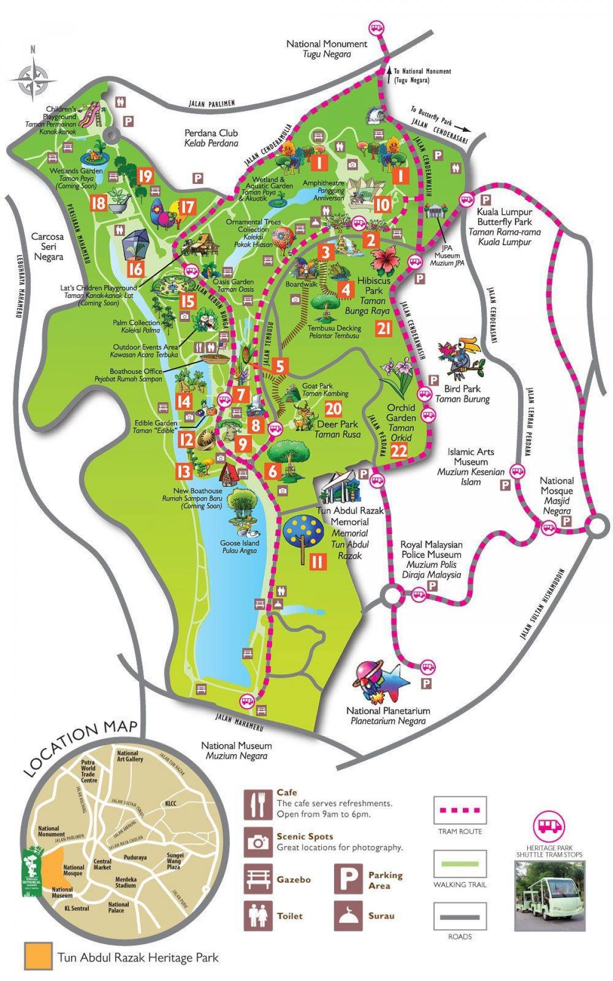 Mapa botanickej záhrady perdana