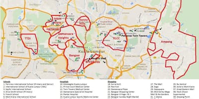 Kuala lumpur oblasť mapu
