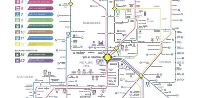 Kuala lumpur tranzitnej železničnej mape